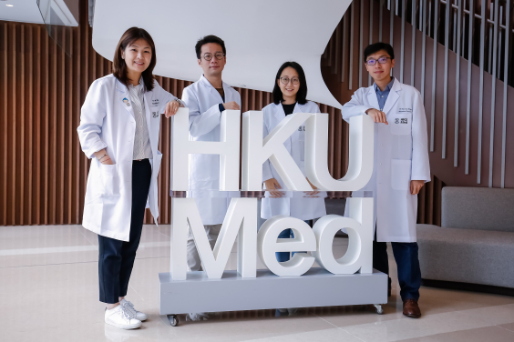 HKUMed research team identifies new drug combo for liver cancer via CRISPR-Cas9 screen. The research team includes (from left): Dr Stephanie Ma, Associate Professor; Dr Xu Feng, Post-doctoral Fellow; Dr Carol Tong Man, Research Assistant Professor and Dr Alan Wong Siu-lun, Assistant Professor, School of Biomedical Sciences, HKUMed.
 